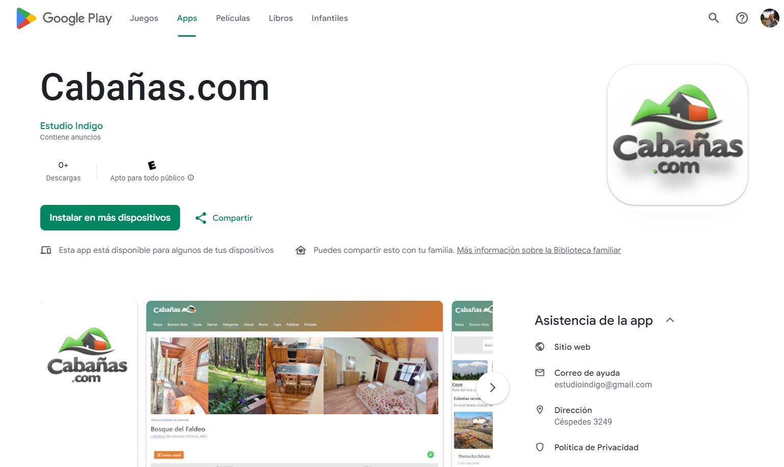 android app de cabañas.com